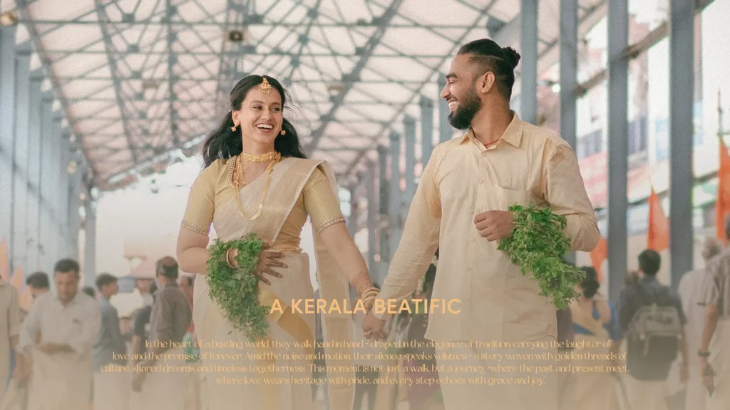 Candid wedding videography in Chennai, Tamil Nadu – bride and groom smiling during ceremony