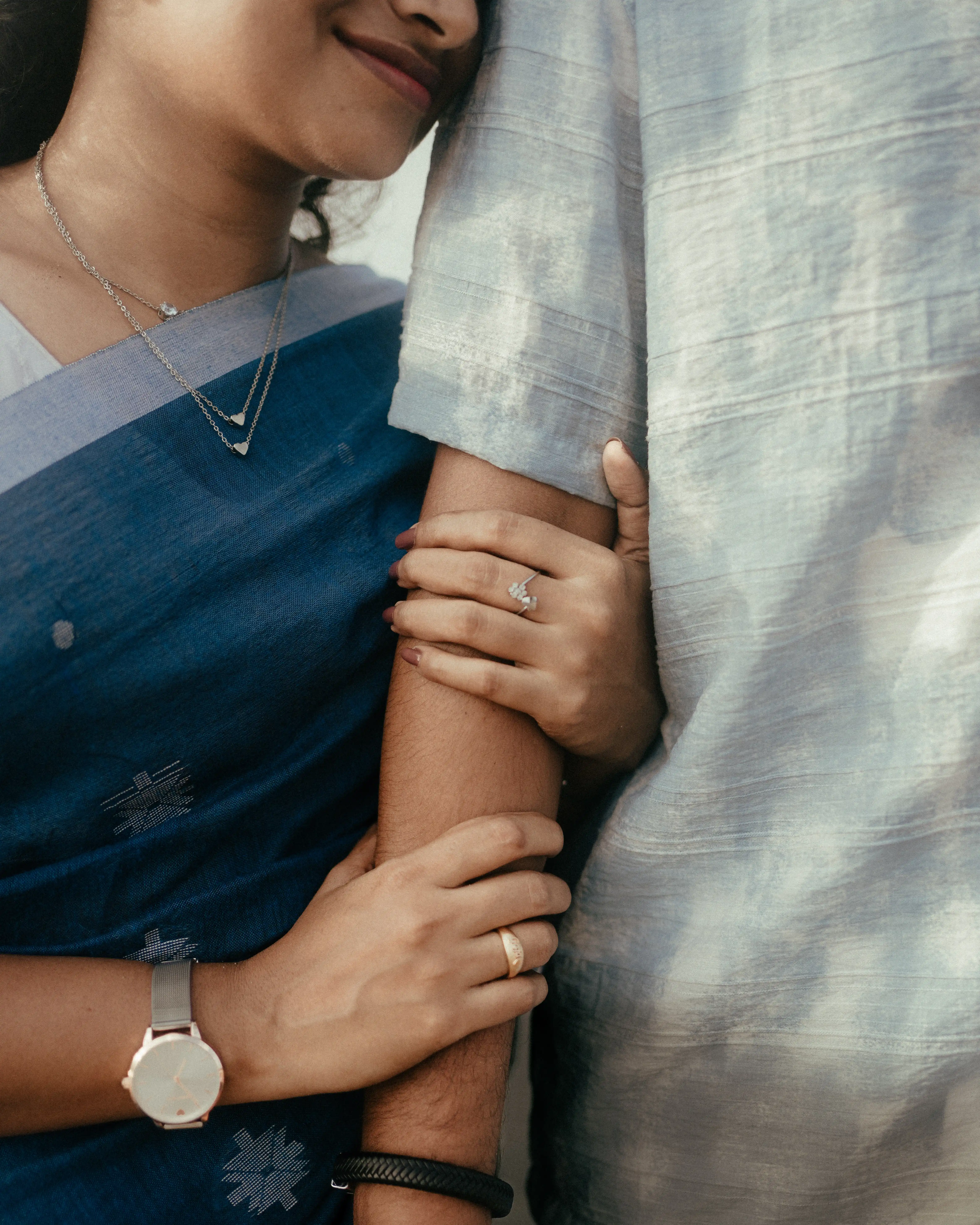 Bride smiling during candid wedding photography session